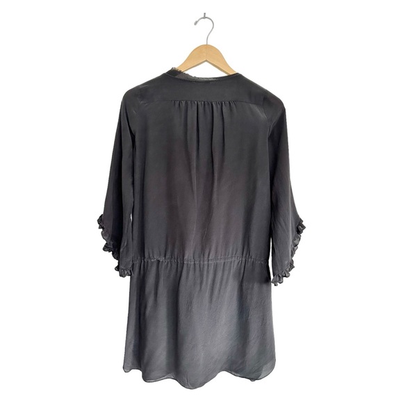 Rebecca Taylor 100% Silk Mini Dress Ruffle Front Tied Waist Tunic Size 0 XS - Picture 10 of 16